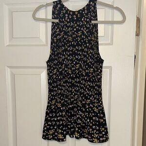 Pleione Black Tank with Pink, Purple & Yellow Floral Print